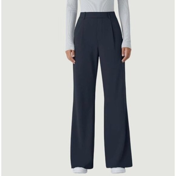 Dkny Pants - DKNY Womens Navy Blue Wide-Leg Trousers Size 8  L1146